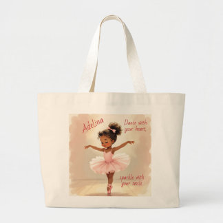 Grand Tote Bag Little Girl Ballerina in Pink Tutu Personalized