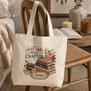 Grand Tote Bag Livre personnalisé Just One More pour amateur de l
