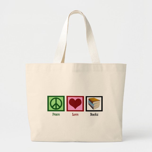 Grand Tote Bag Livres d'amour de paix (Devant)