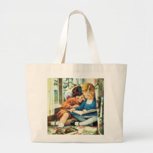 Grand Tote Bag Livres de lecture d'enfants ayant un Joyeux Noël