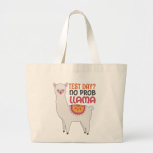 Grand Tote Bag Llama Teacher Jour d'examen cadeau? Aucun cadeau P