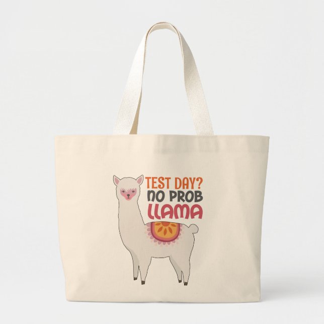 Grand Tote Bag Llama Teacher Jour d'examen cadeau? Aucun cadeau P (Devant)