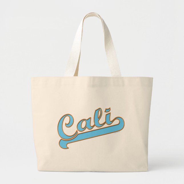 Grand Tote Bag Logo Cali California Surfer en bleu (Devant)