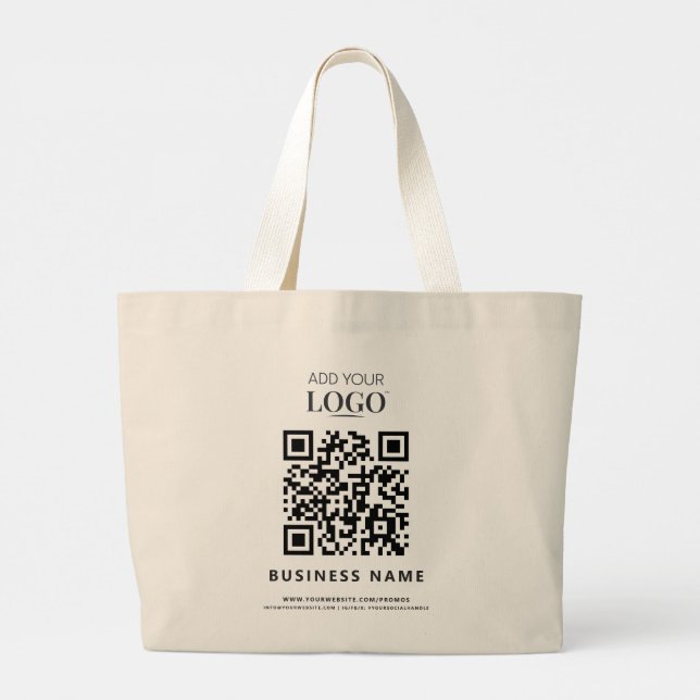Grand Tote Bag Logo d'entreprise personnalisé moderne Code QR pro (Dos)