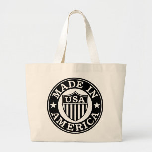 Grand Tote Bag Logo Patriotique vintage - Fabriqué En Amérique Sa