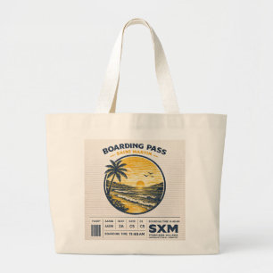 Grand Tote Bag Logo Voyage Saint Martin SXM Vintage