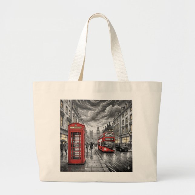 Grand Tote Bag Londres en hiver (Devant)