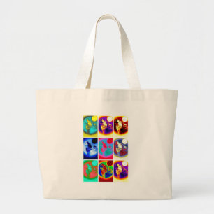 Grand Tote Bag Loup d'art pop