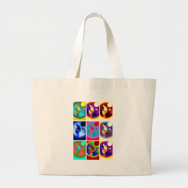 Grand Tote Bag Loup d'art pop (Devant)