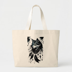 Grand Tote Bag loup, prédateur, attrapeur de rêves, amulet, talis