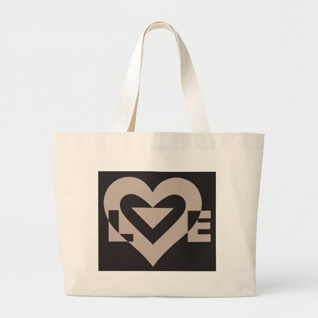 Grand Tote Bag Love Grey sur Black (Devant)