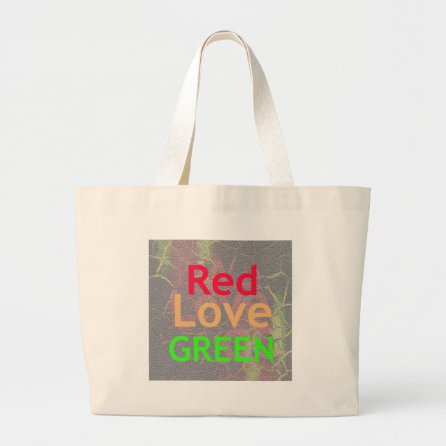 GRAND TOTE BAG LOVE RED GOLDEN VERT (Devant)