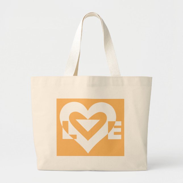 Grand Tote Bag Love White sur Orange (Devant)