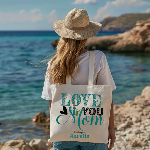 Grand Tote Bag Love You Mama Typographie moderne Fête des Mères m