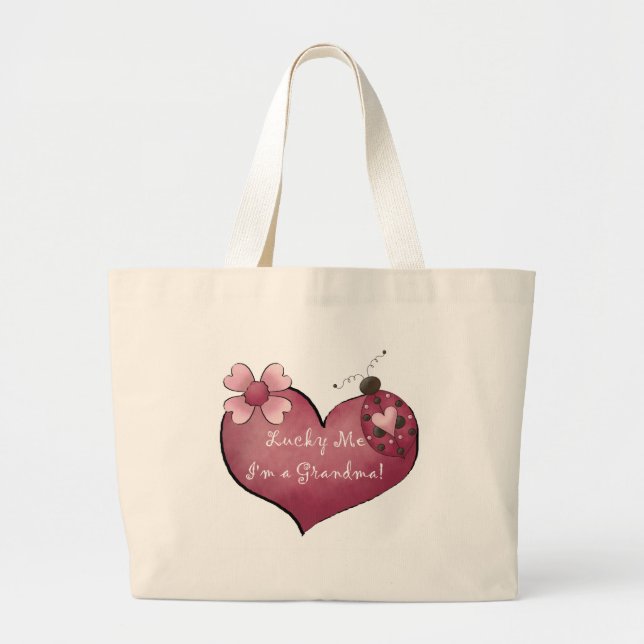 Grand Tote Bag Lucky Me Je suis un grand-mère Tshirts et cadeaux (Devant)