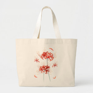 Grand Tote Bag 'Lys rouge d'araignée' artistique botanique
