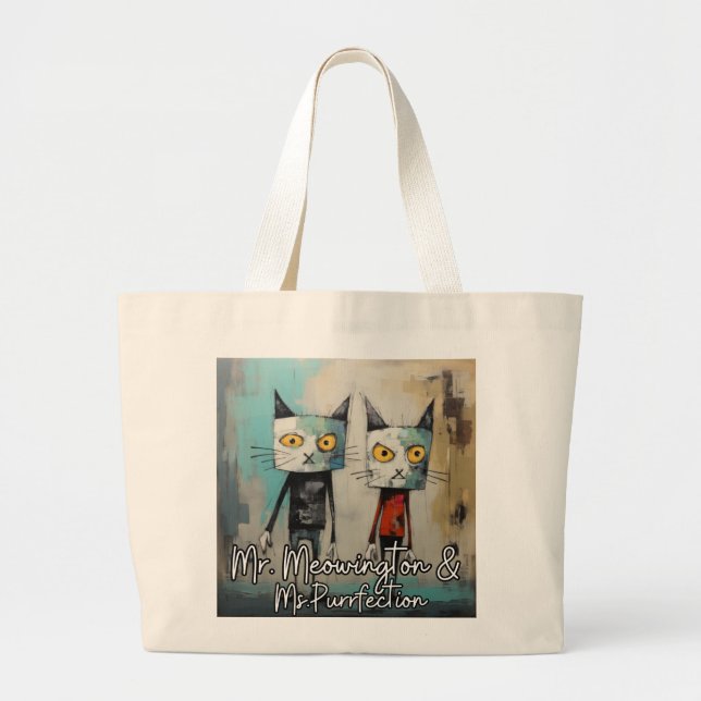 Grand Tote Bag M. Meowington et Mme Purrfection (Devant)