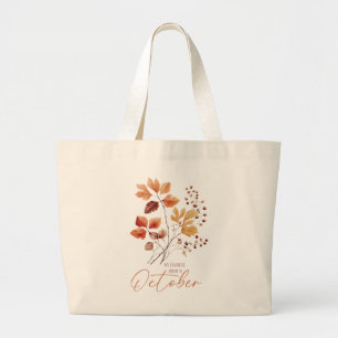Grand Tote Bag Ma Couleur Préférée Est Octobre - Feuilles D'Autom