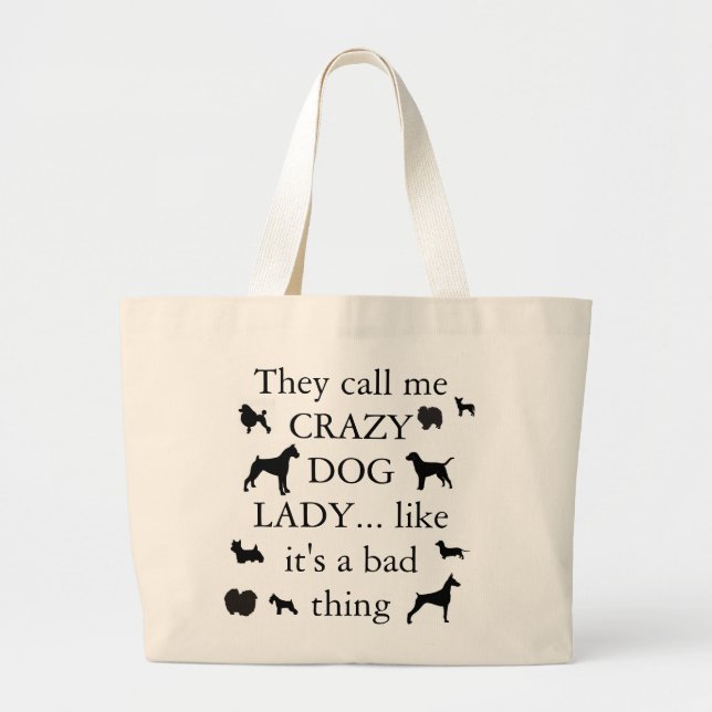 Grand Tote Bag Madame folle de chien (Devant)