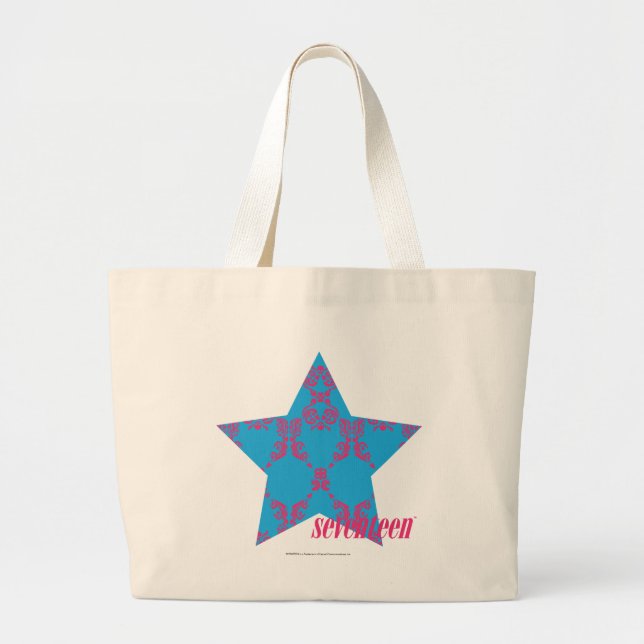 Grand Tote Bag Magenta-Aqua 2 de damassé (Devant)
