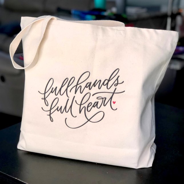 Grand Tote Bag Main pleine main coeur Lettré (Créateur téléchargé)