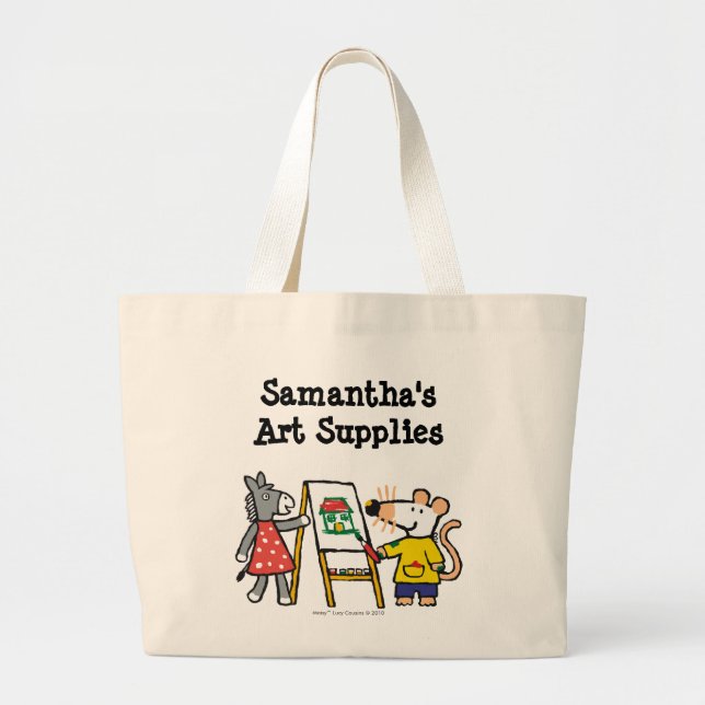 Grand Tote Bag Maisy et peinture pointillée à l'école maternelle (Devant)