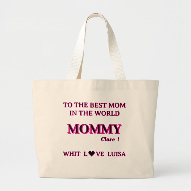 Grand Tote Bag Maman personnalisée Script (Devant)