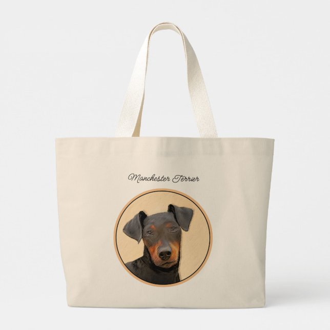 Grand Tote Bag Manchester Terrier Peinture Art animal original (Dos)