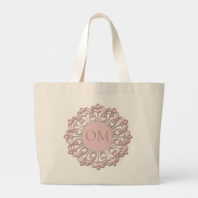 Grand Tote Bag Mandala OM rose pastel (Dos)
