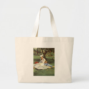 Grand Tote Bag Manet Impressionniste Français Famille Jardin Pein