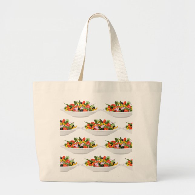 Grand Tote Bag Mangez plus de plantes frais motivation salade let (Devant)