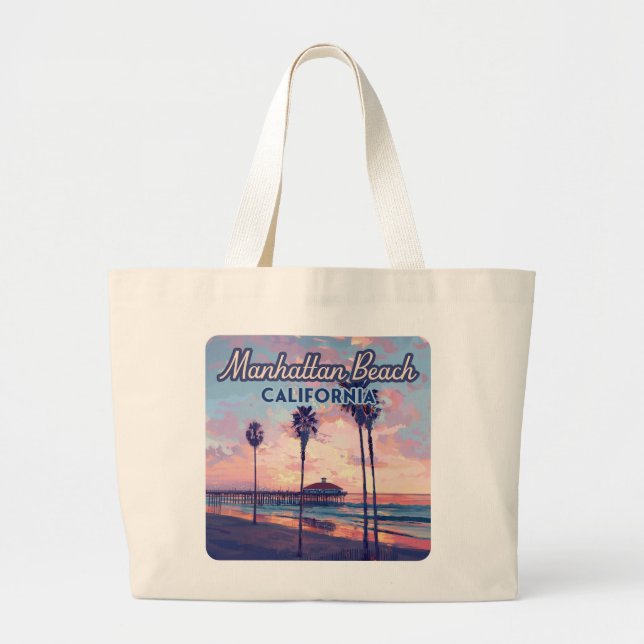 Grand Tote Bag Manhattan Beach Californie Los Angeles Retro (Devant)