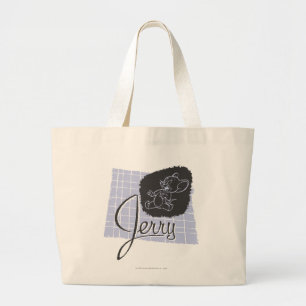 Grand Tote Bag Manuscrit noir et bleu de Jerry