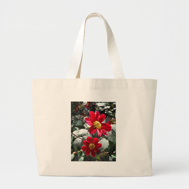 Grand Tote Bag marguerite rose chaud rouge / marguerites fleurs (Devant)