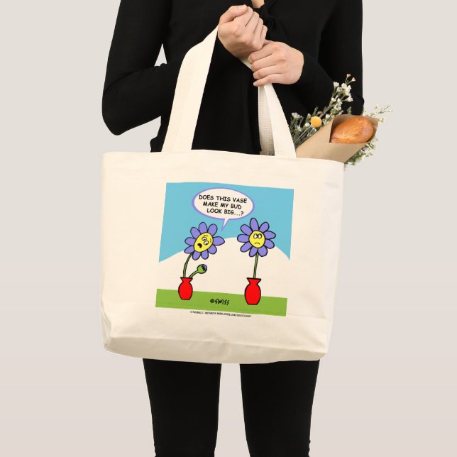 Grand Tote Bag Mari drôle et femme Gros Bouton jardinier de plais (Devant (produit))