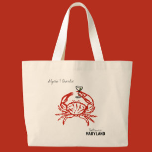 Grand Tote Bag Mariage du crabe du Maryland