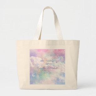 Grand Tote Bag Mariage Nuages et Étoiles Rêveurs