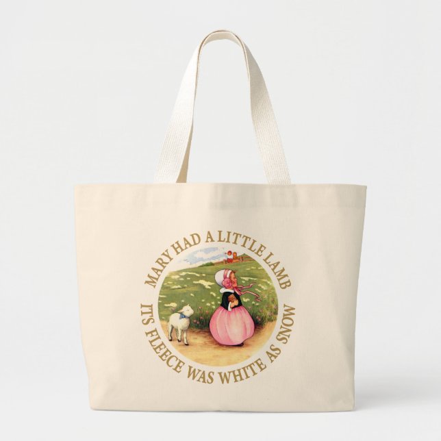 Grand Tote Bag Marie avait un petit agneau (Devant)