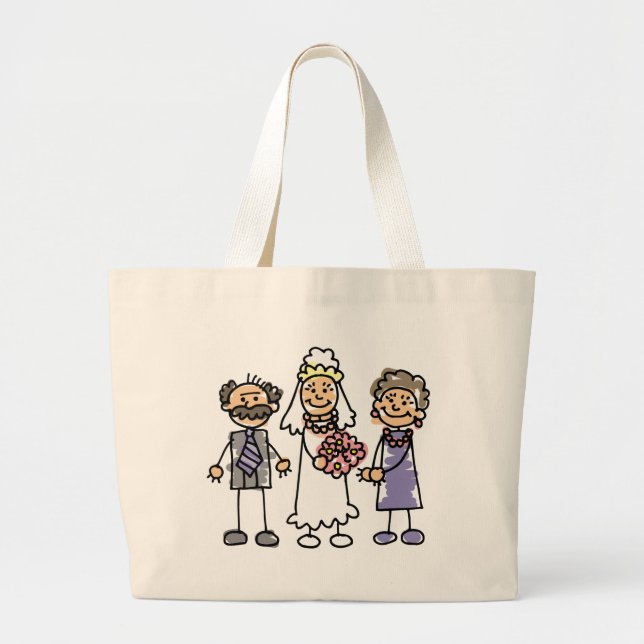 Grand Tote Bag Mariées Parents Mariage Jour Avant La Cérémonie (Devant)