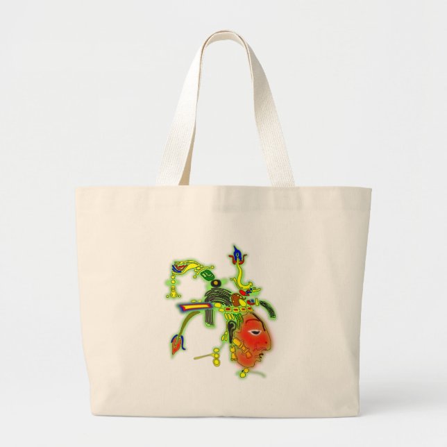 Grand Tote Bag Masque de peinture amusant visage tribal (Devant)