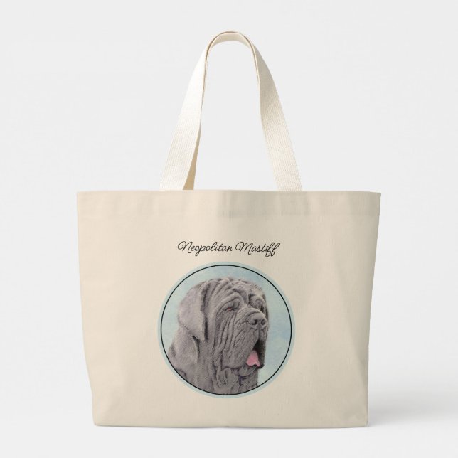 Grand Tote Bag Mastiff Neopolitan Peinture Gris Original Chien Ar (Dos)
