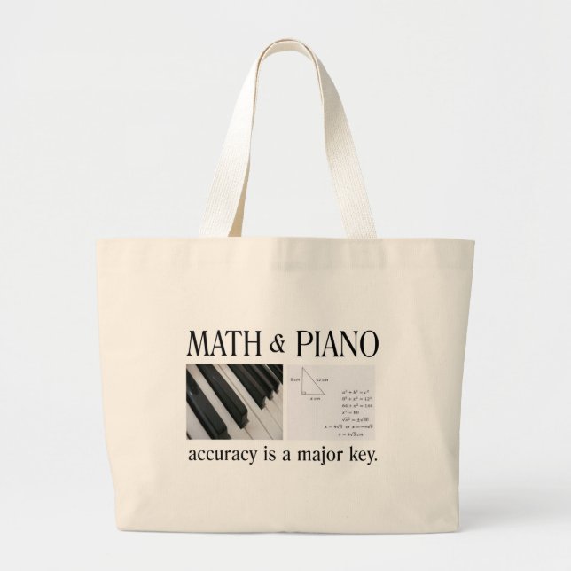 Grand Tote Bag maths et clé principale de piano (Devant)