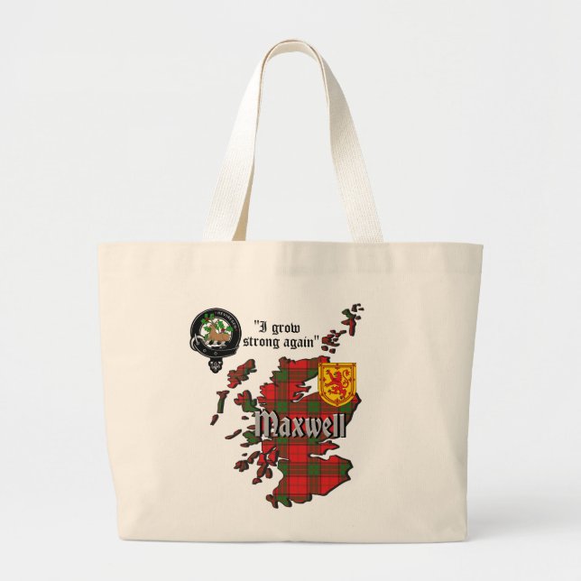 Grand Tote Bag Maxwell Clan Badge & Tartan Carte de l'Ecosse Gran (Devant)
