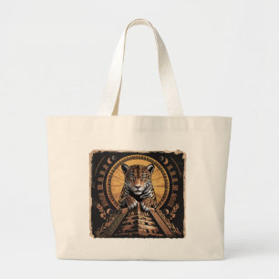 Grand Tote Bag Mayan Jaguar Guardian   Art mythologique aztèque