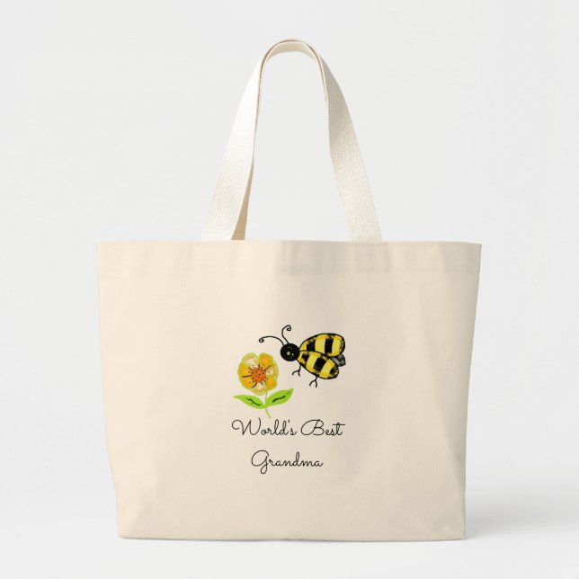 Grand Tote Bag Meilleure abeille de grand-mère au miel (Devant)