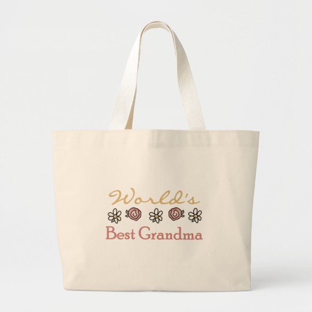 Grand Tote Bag Meilleure grand-mère du monde Rose (Devant)