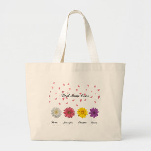 Grand Tote Bag Meilleure Maman Personnalisé Fleur Naissance Cadea