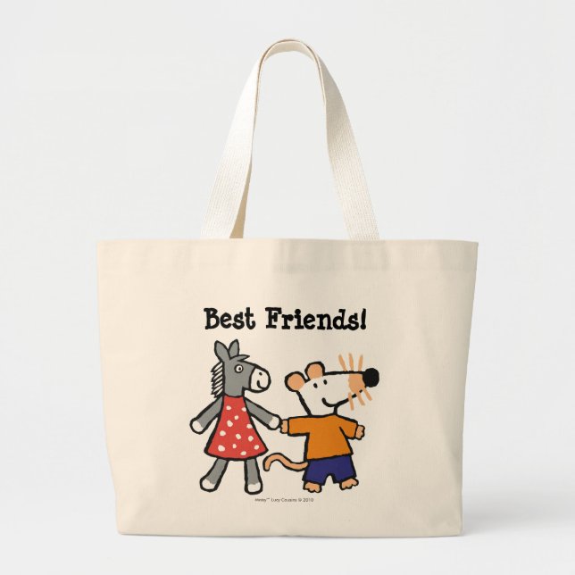 Grand Tote Bag Meilleurs amis Maisy et mains pointillées de prise (Devant)