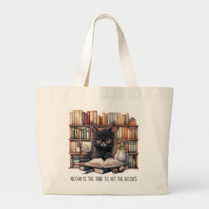Grand Tote Bag Meow Est Le Moment De Toucher Les Livres
