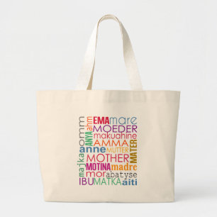 Grand Tote Bag Mère colorée dans beaucoup de langues